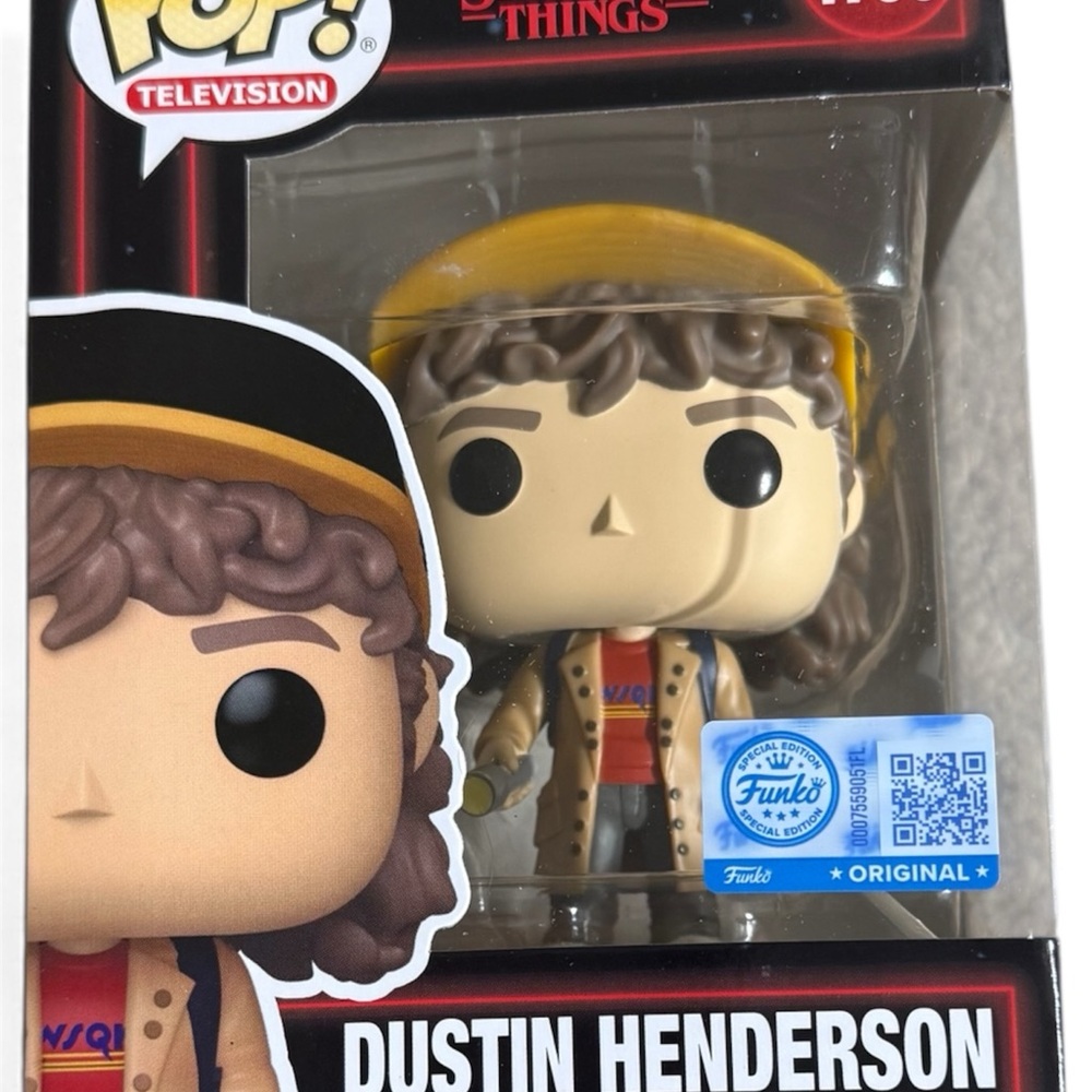 Funko Pop Dustin Henderson with Yellow Hat and Brown Hair